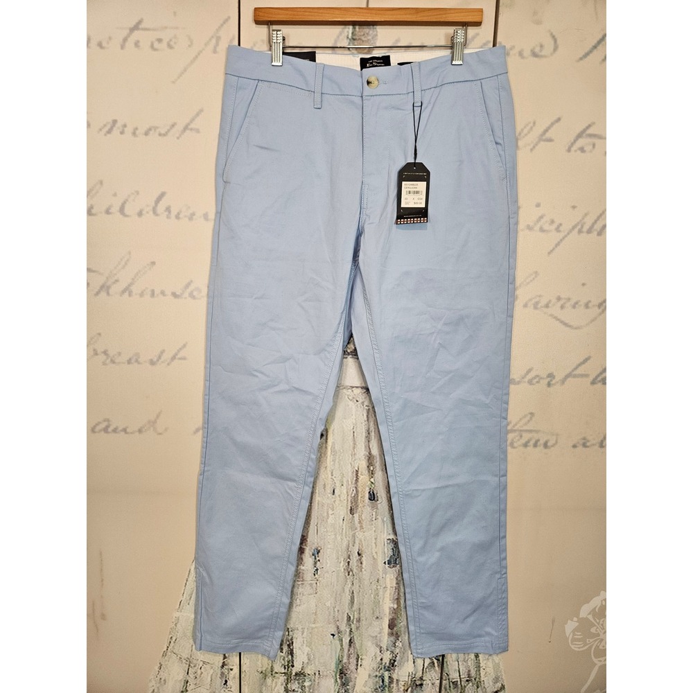 NWT Ben Sherman Chino Pants 33x34 Cerulean Blue Straight Fit Stretch